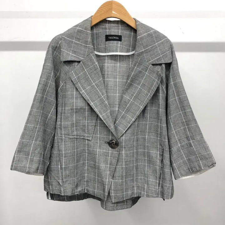 [BUNJANG] Balenciaga Linen 7-Sleeve Check Jacket / 발렌시아 린넨 7부소매 자켓 55