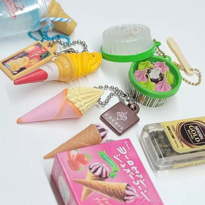 [BUNJANG] Japanese Ice Cream/Coffee Miniature Keyring Bundle Set / 일본 아이스크림/커피 가챠키링 6개 일괄 1.4