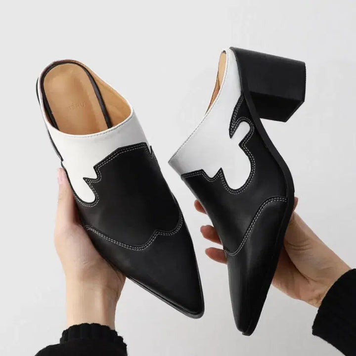 [SOLD OUT] 웨스턴 우드통굽 뮬 힐 샌들
