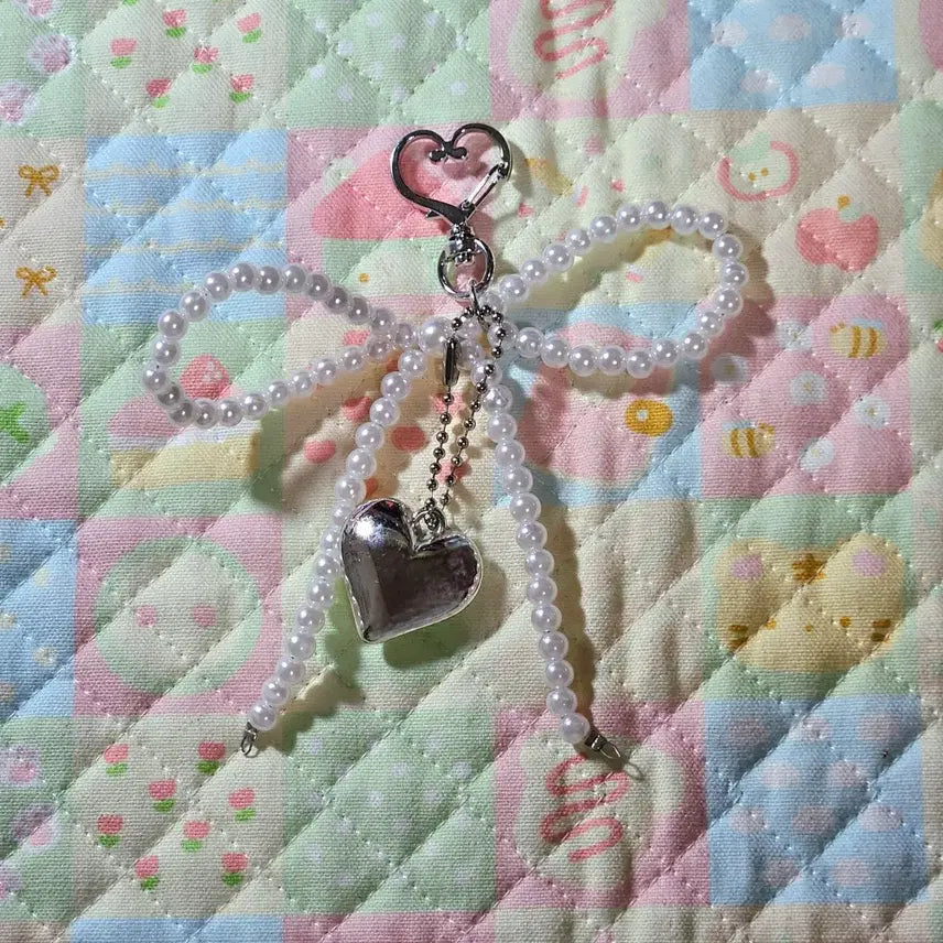 [BUNJANG] Heart Pearl Keyring Set / 진주 하트 키링 / 핸드폰 스트랩
