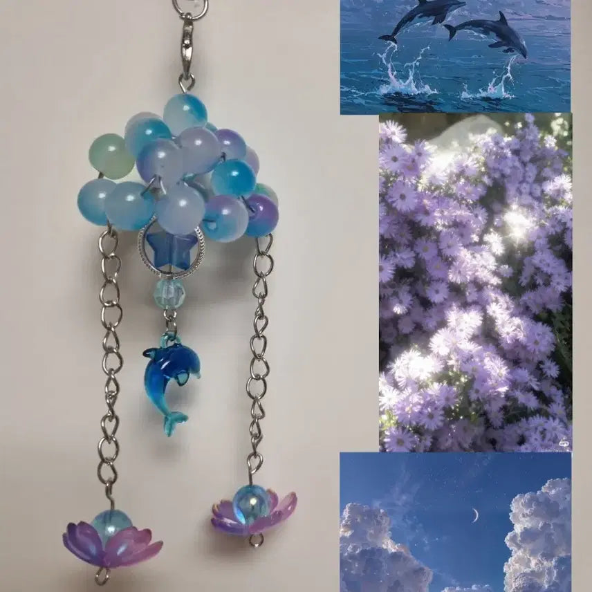 [BUNJANG] Cloud Dolphin Bead Keyring / 구름 돌고래 비즈키링