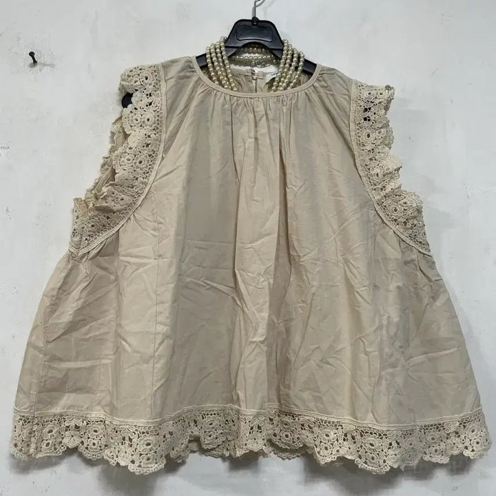 [BUNJANG] LOVE N SHOW Lace Blouse / 특가새)N6168 LOVE N SHOW 자수레이스배색 블라우스.면