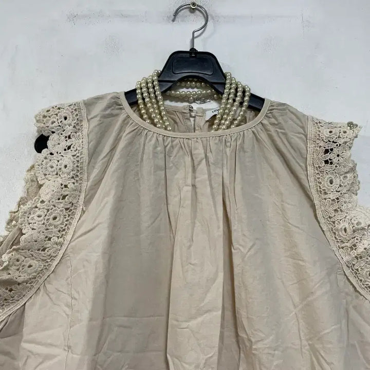 [BUNJANG] LOVE N SHOW Lace Blouse / 특가새)N6168 LOVE N SHOW 자수레이스배색 블라우스.면