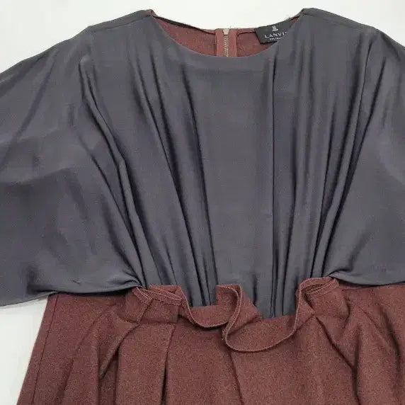 [SOLD OUT] LANVIN 한섬 랑방 실크 배색 울 캐시미어 원피스 / 여 82