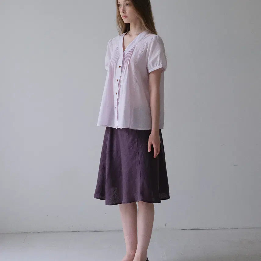 [BUNJANG] DOKNOWZERO Linen Midi Skirt / DOKNOWZERO 여름 리넨 밴딩 미디 스커트 퍼플