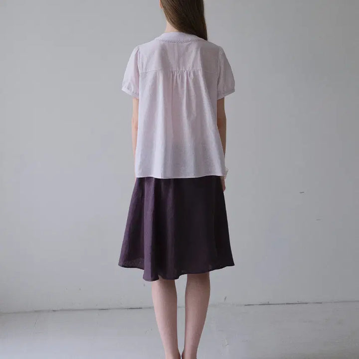 [BUNJANG] DOKNOWZERO Linen Midi Skirt / DOKNOWZERO 여름 리넨 밴딩 미디 스커트 퍼플