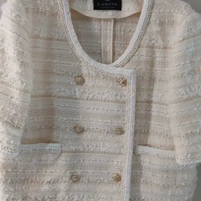 [BUNJANG] Lanvin Tweed Short Sleeve Jacket Ivory / 랑방 트위드 반팔 자켓 아이보리