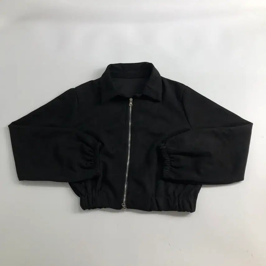 [BUNJANG] Black Crop Zip-Up Jacket / 블랙 크롭 기장 집업 자켓