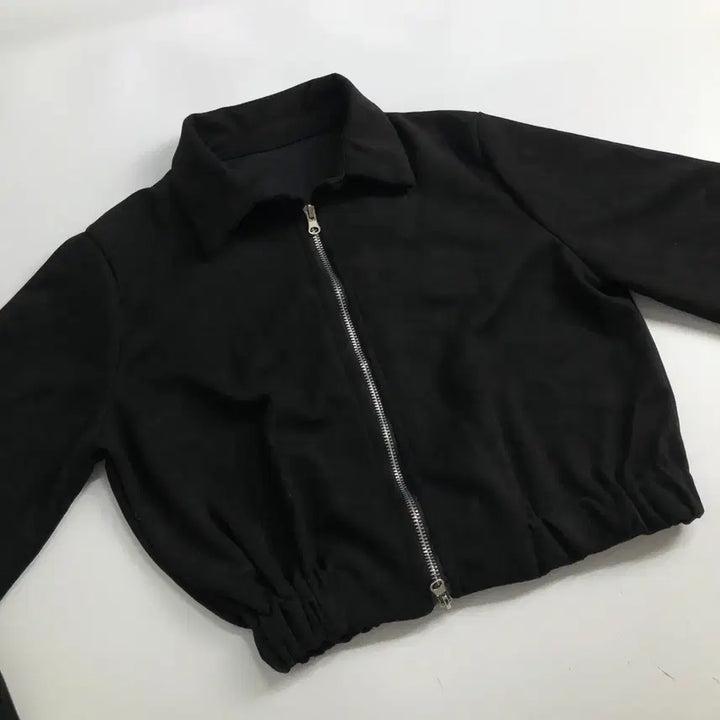 [BUNJANG] Black Crop Zip-Up Jacket / 블랙 크롭 기장 집업 자켓