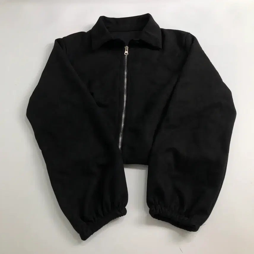 [BUNJANG] Black Crop Zip-Up Jacket / 블랙 크롭 기장 집업 자켓