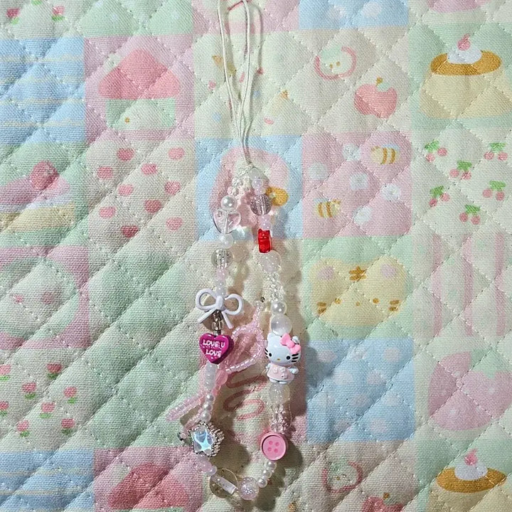 [BUNJANG] Kitty Bead Keyring Phone Strap / 새상품 ) 키티 비즈 키링 핸드폰 스트랩