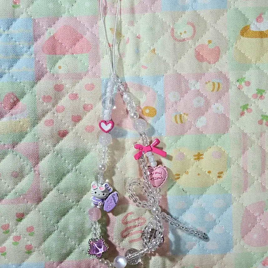 [BUNJANG] Kitty Bead Keyring Phone Strap / 새상품 ) 키티 비즈 키링 핸드폰 스트랩