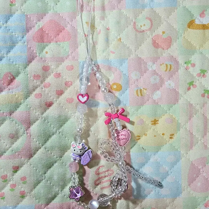[BUNJANG] Kitty Bead Keyring Phone Strap / 새상품 ) 키티 비즈 키링 핸드폰 스트랩
