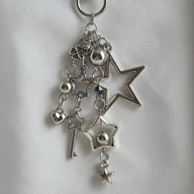 [BUNJANG] Y2K Silver Star Heart Keyring / 실버 별 하트 y2k키링