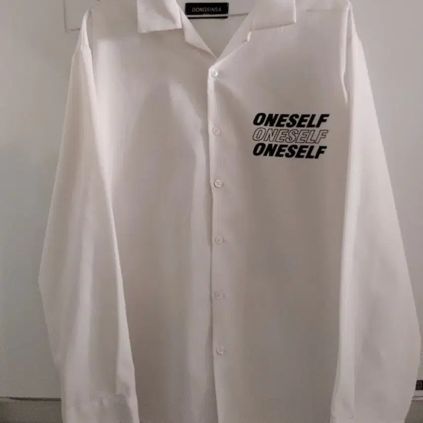[BUNJANG] Dongsinsa ONESELF Printed White Shirt / 동신사 ONESELF 프린팅 흰색 셔츠