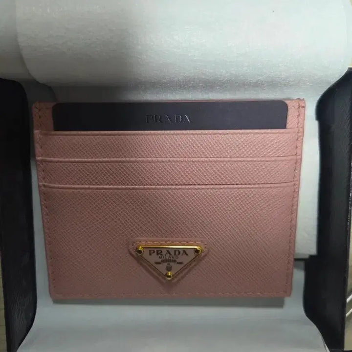 [BUNJANG] Prada Saffiano Triangle Logo Card Wallet - Pink / 프라다 사피아노 트라이앵글 로고 카드 지갑핑크