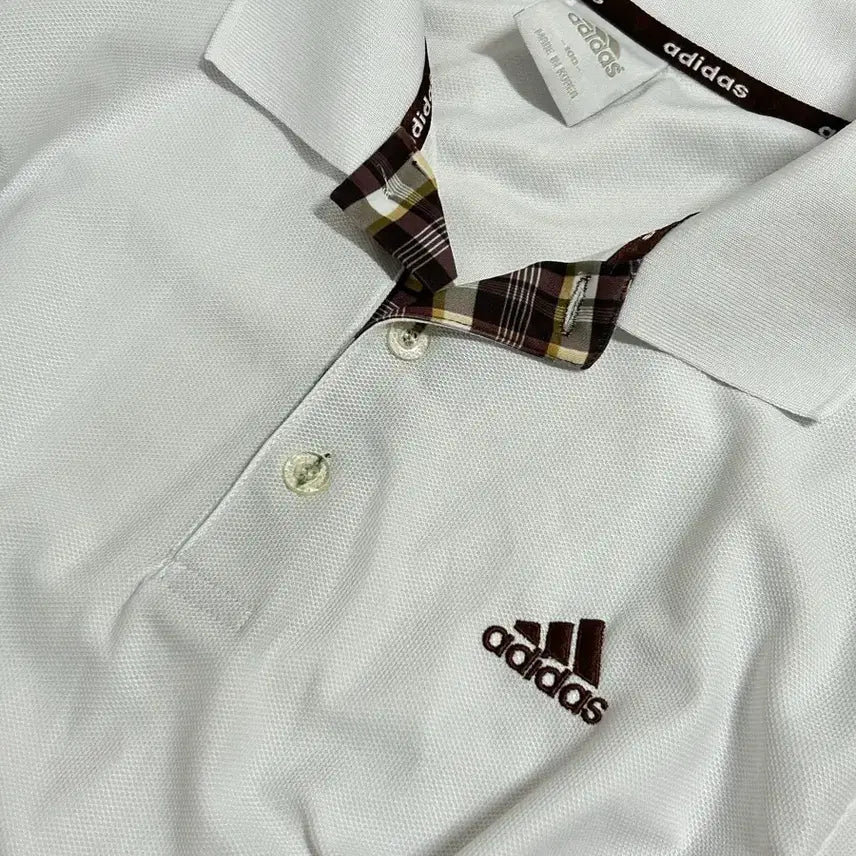 [BUNJANG] Adidas Brown Checkered Polo Shirt / 아디다스 브라운체크 피케 반팔티