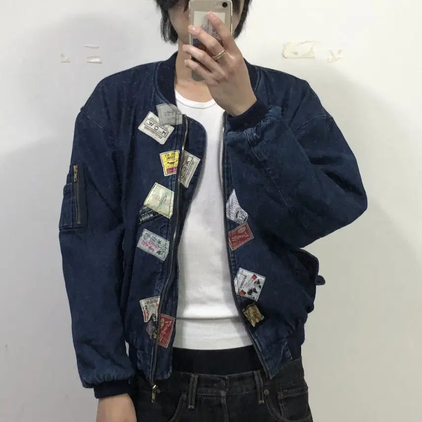 [BUNJANG] King Jonathan Japanese Vintage Denim Bomber Jacket / 1990s 킹조나단 재패니즈 빈티지 봄버자켓