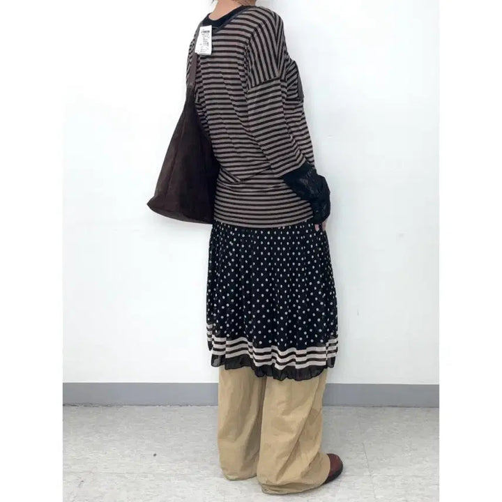 [BUNJANG] Anap Mimpi Stripe Brown T-Shirt / 일본빈티지 데드스탁 모리걸 모리룩 스트라이프 브라운 반팔 티셔츠