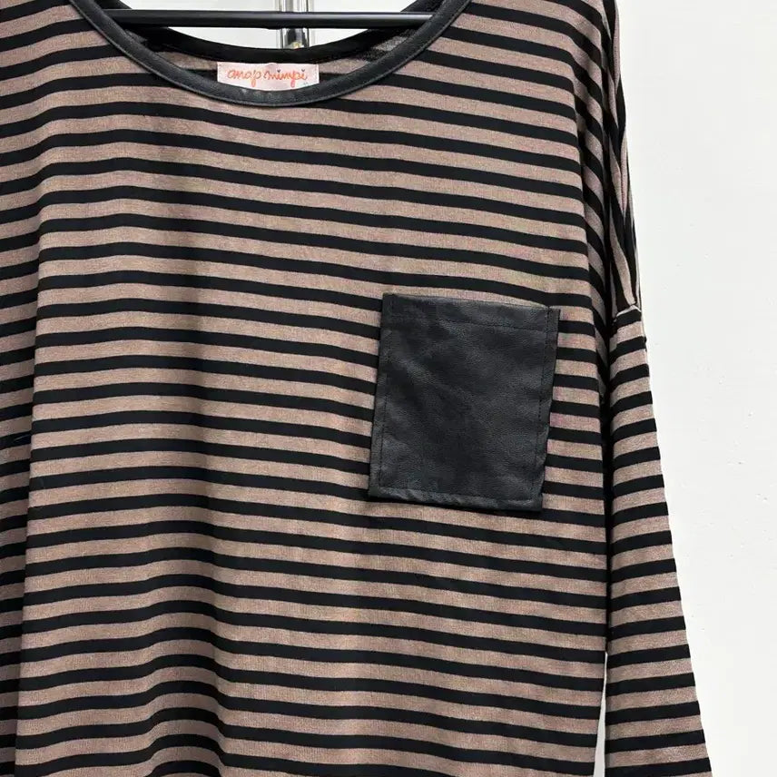 [BUNJANG] Anap Mimpi Stripe Brown T-Shirt / 일본빈티지 데드스탁 모리걸 모리룩 스트라이프 브라운 반팔 티셔츠