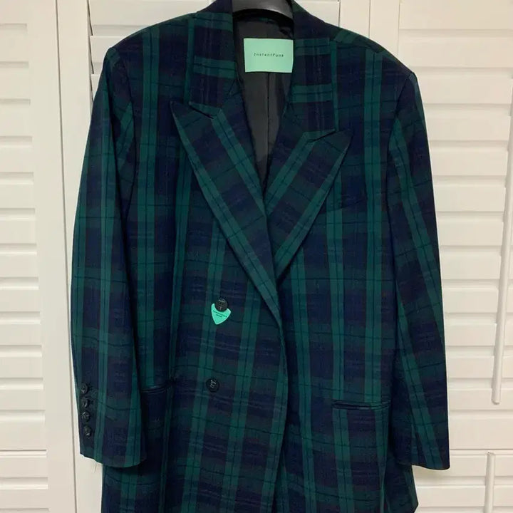 [BUNJANG] InstantFunk Hidden Double Check Blazer Navy / 인스턴트펑크 히든 더블 체크 블레이저 네이비