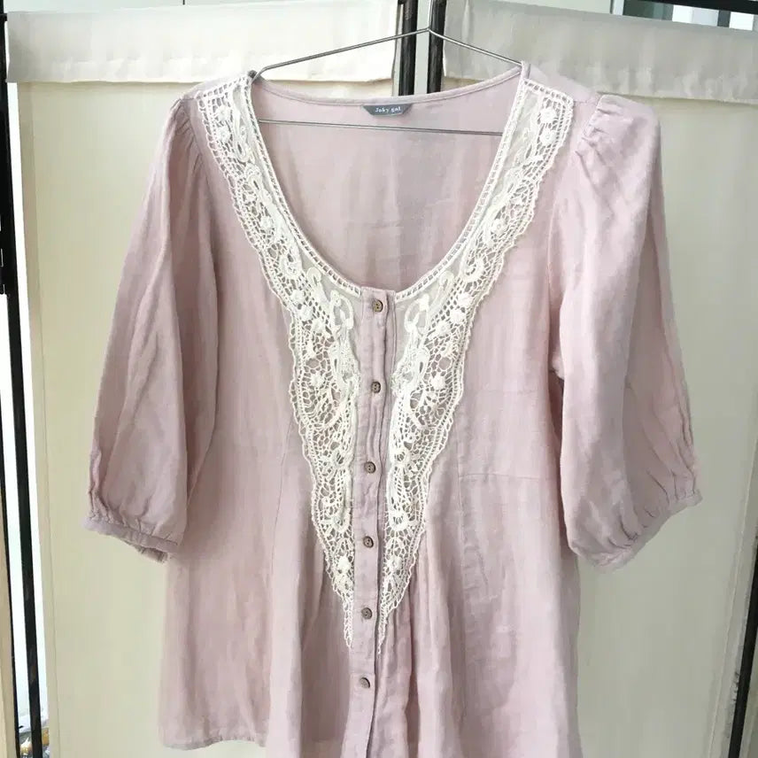 [BUNJANG] Vintage Mori Lace Blouse / 일본빈티지 핑크 모리 레이스 블라우스