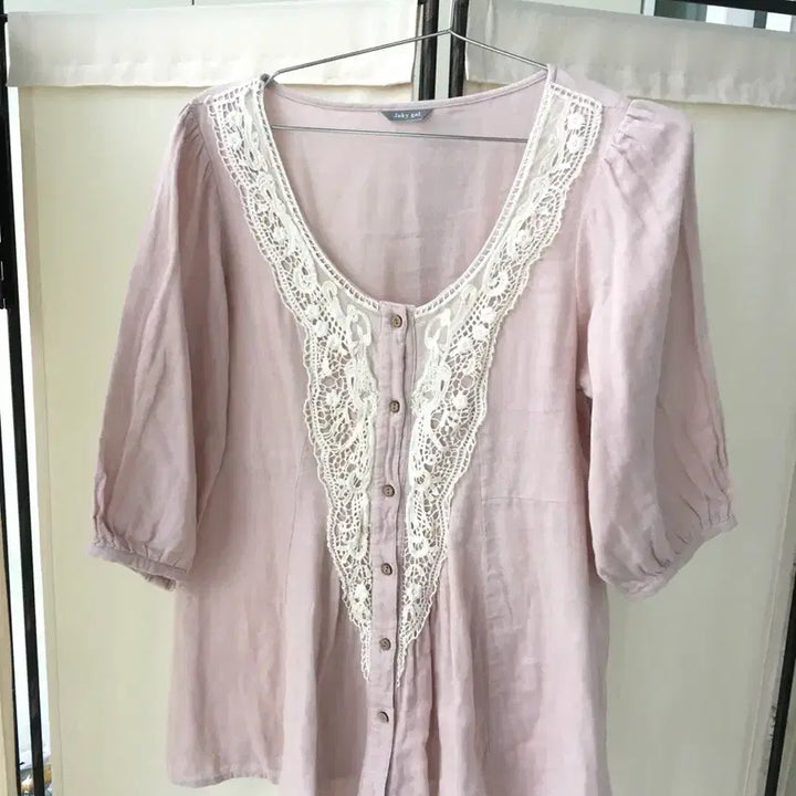 [BUNJANG] Vintage Mori Lace Blouse / 일본빈티지 핑크 모리 레이스 블라우스