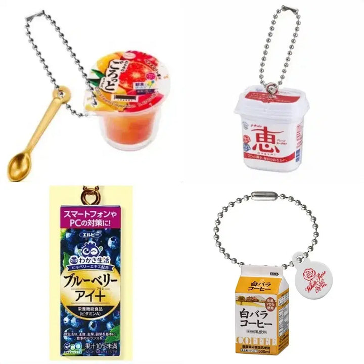 [BUNJANG] Miniature Pudding/Milk/Juice/Yogurt Keyring Set / 미니어쳐 푸딩/우유/쥬스/요거트 키링 4종 세트 1.1