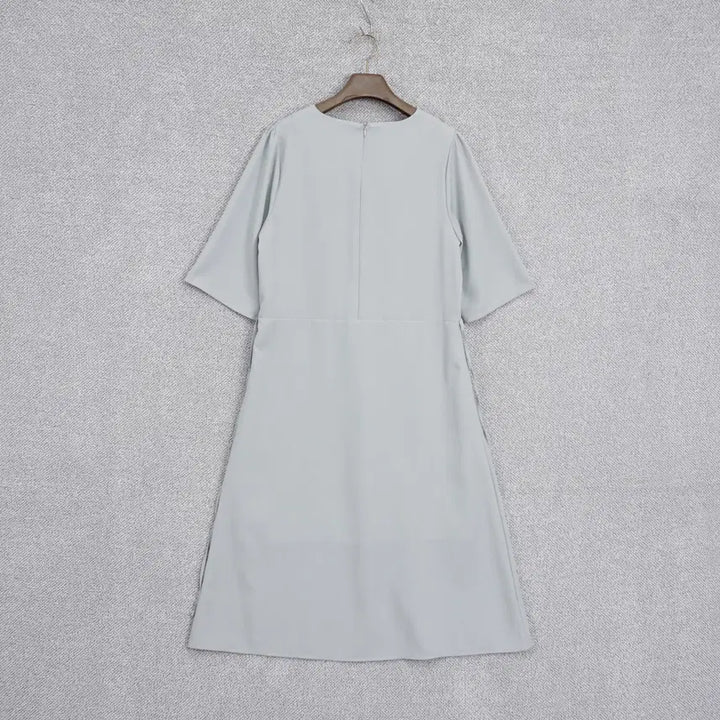 [BUNJANG] Perbit Shirred A-Line Belted Dress / Perbit 여성 셔링 A라인 5부 벨트 원피스 free