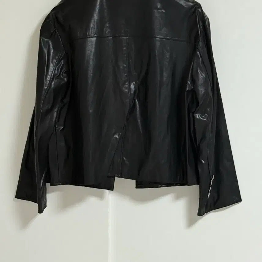 [BUNJANG] TIME Black Thin Natural Leather Cardigan Jacket / TIME 타임 블랙 얇은 천연가죽 가디건 자켓