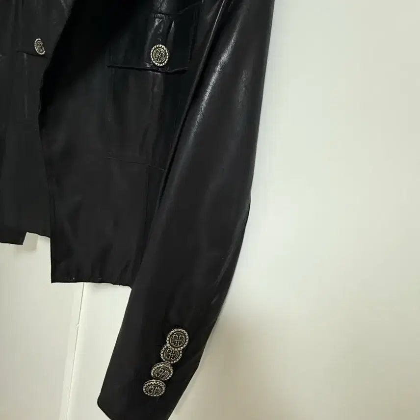 [BUNJANG] TIME Black Thin Natural Leather Cardigan Jacket / TIME 타임 블랙 얇은 천연가죽 가디건 자켓