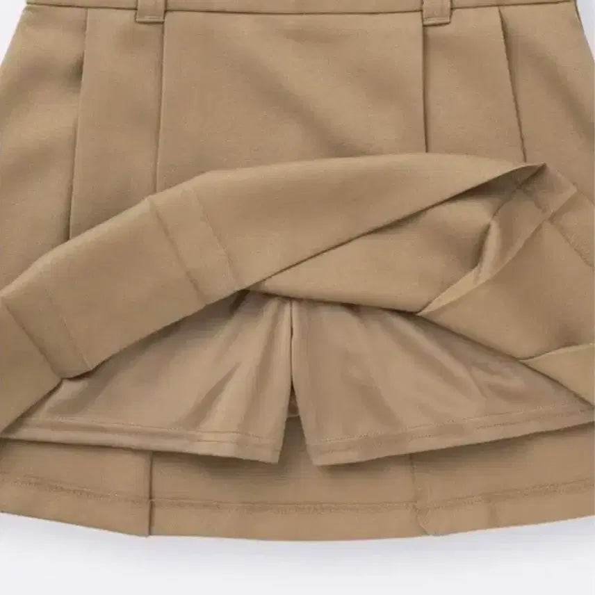 [BUNJANG] GU Side Pleats Skirt Beige / 지유 GU 사이드 플리츠 미니스커트 치마 (베이지)