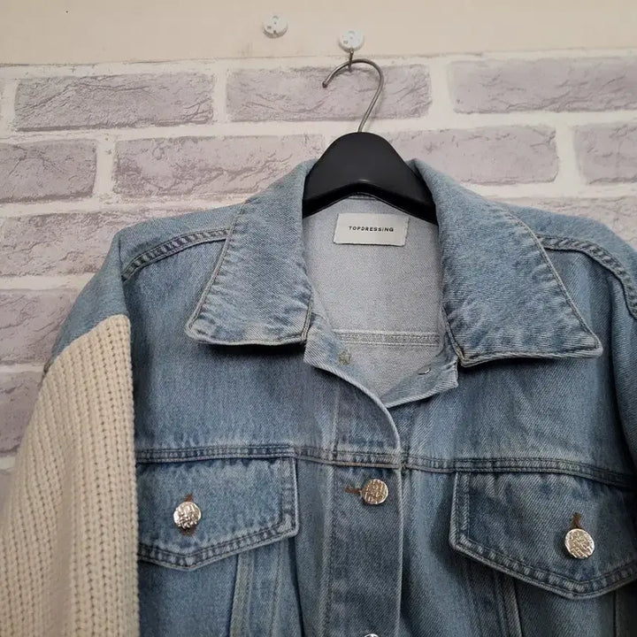 [BUNJANG] TOPDRESSING Knit Sleeve Cropped Denim Jacket / TOPDRESSING 니트소매 데님자켓/알뜰한여우