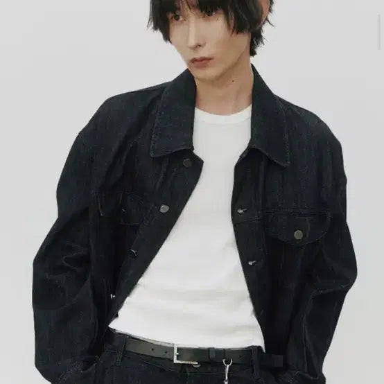 [BUNJANG] Noir Oversized Crop Denim Jacket Black / 노이어 오버핏 크롭 데님 자켓 블랙