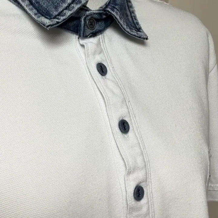 [BUNJANG] DIESEL Denim Collar Polo Shirt / [DIESEL] Denim Collar Polo Shirt