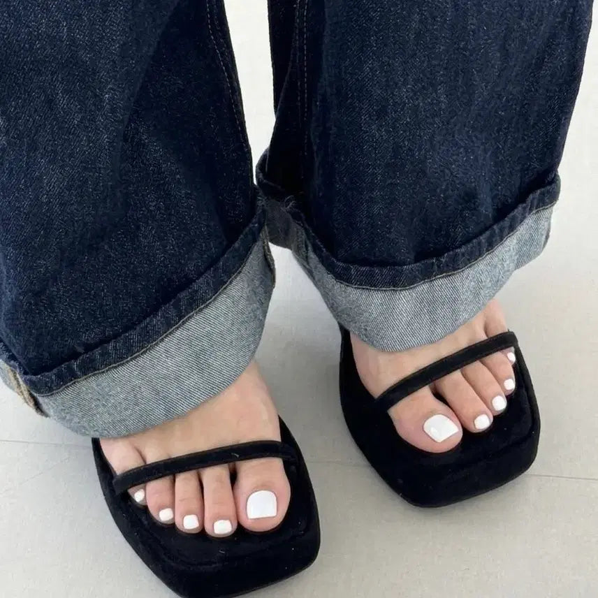 [BUNJANG] Suede Platform Strap Sandals / 스웨이드통굽스트랩샌들