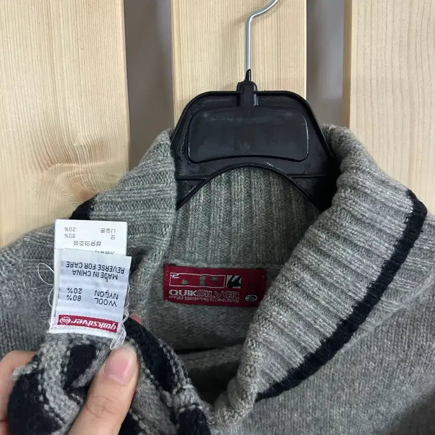 [BUNJANG] Quiksilver Gray High Neck Knit Sweater / (L) 퀵실버 그레이 하이넥 니트 목폴라