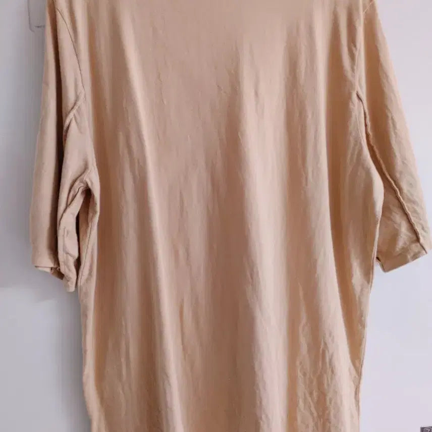 [BUNJANG] Beige V-Neck Short Sleeve Blouse / 베이지 브이넥 반팔