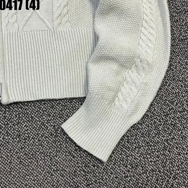 [BUNJANG] F Flack Ivory Cable Knit Crop Cardigan / F 플랙 아이보리 꽈배기 니트 집업 크롭 가디건 0417(4)