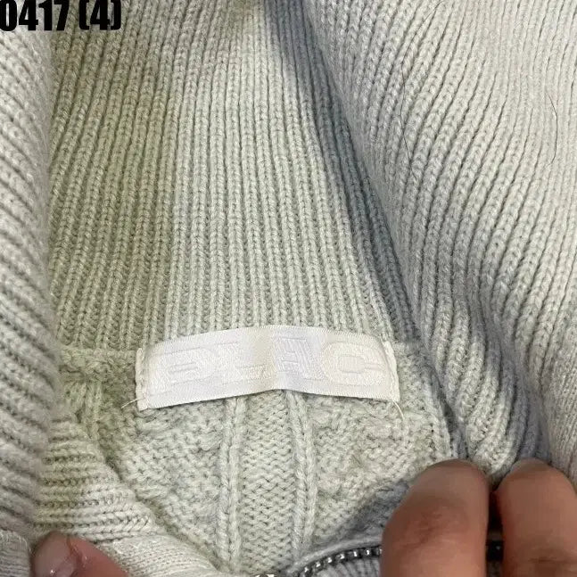 [BUNJANG] F Flack Ivory Cable Knit Crop Cardigan / F 플랙 아이보리 꽈배기 니트 집업 크롭 가디건 0417(4)