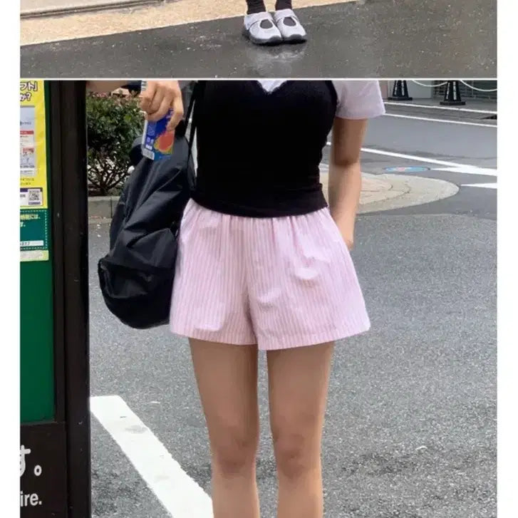 [SOLD OUT] 모어라운드 핀턱 반바지 핑크 새상품