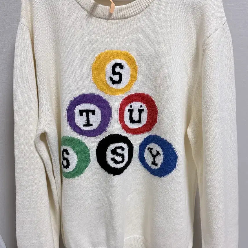 [BUNJANG] Stussy Billiard Sweater Natural / 스투시 빌리아드 스웨터 내츄럴