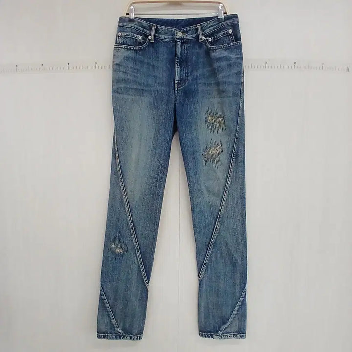 [BUNJANG] Denim Distressed Design Jeans / 데님 디스트로이드 디자인 청바지