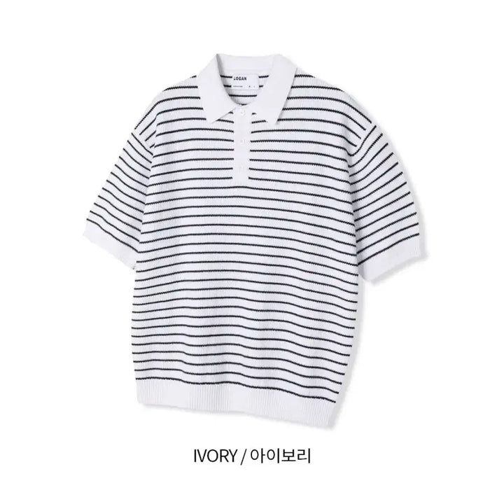 [BUNJANG] LOGAN Striped Collar Knit Shirt / LOGAN 컬러 스트라이프 카라반팔니트