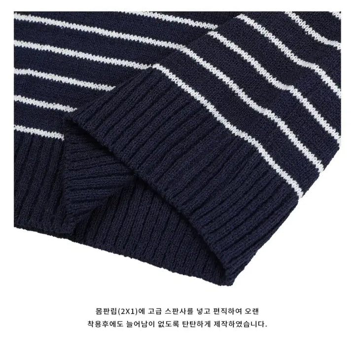 [BUNJANG] LOGAN Open Collar Striped Knit Top / LOGAN 케미 단가라 오픈카라 반팔니트
