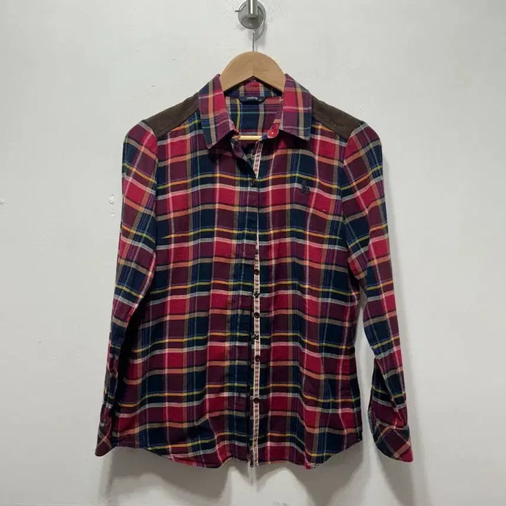 [SOLD OUT] HAZZYS 체크 셔츠 브라운 패치 M 여성