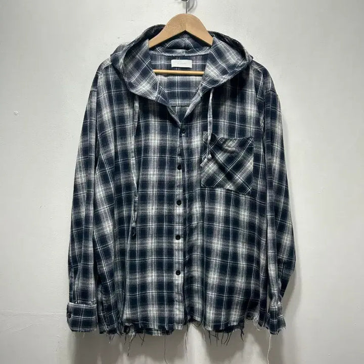 [BUNJANG] SLOGAN Checkered Hooded Shirt / SLOGAN알카마 체크 후드 셔츠 남방