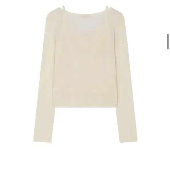 [SOLD OUT] <새상품> 유제 버튼 아이보리 레이어드 티셔츠/슬리브리스 8만원