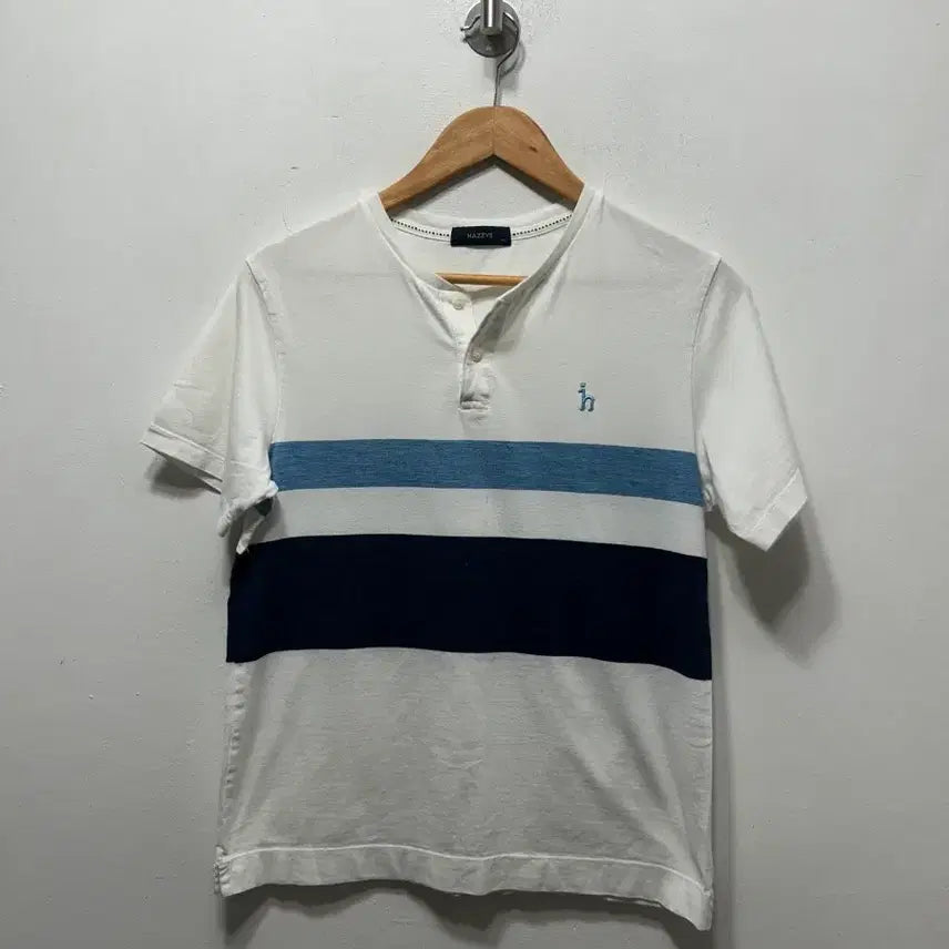 [BUNJANG] Hazzys White Stripe T-shirt M / 헤지스 화이트 스트라이프 반팔 티셔츠 M