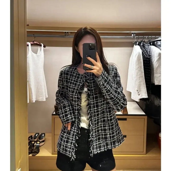[BUNJANG] The Row Fringe Tweed Jacket Navy / 더로앙 프린지 트위드 자켓 s 네이비